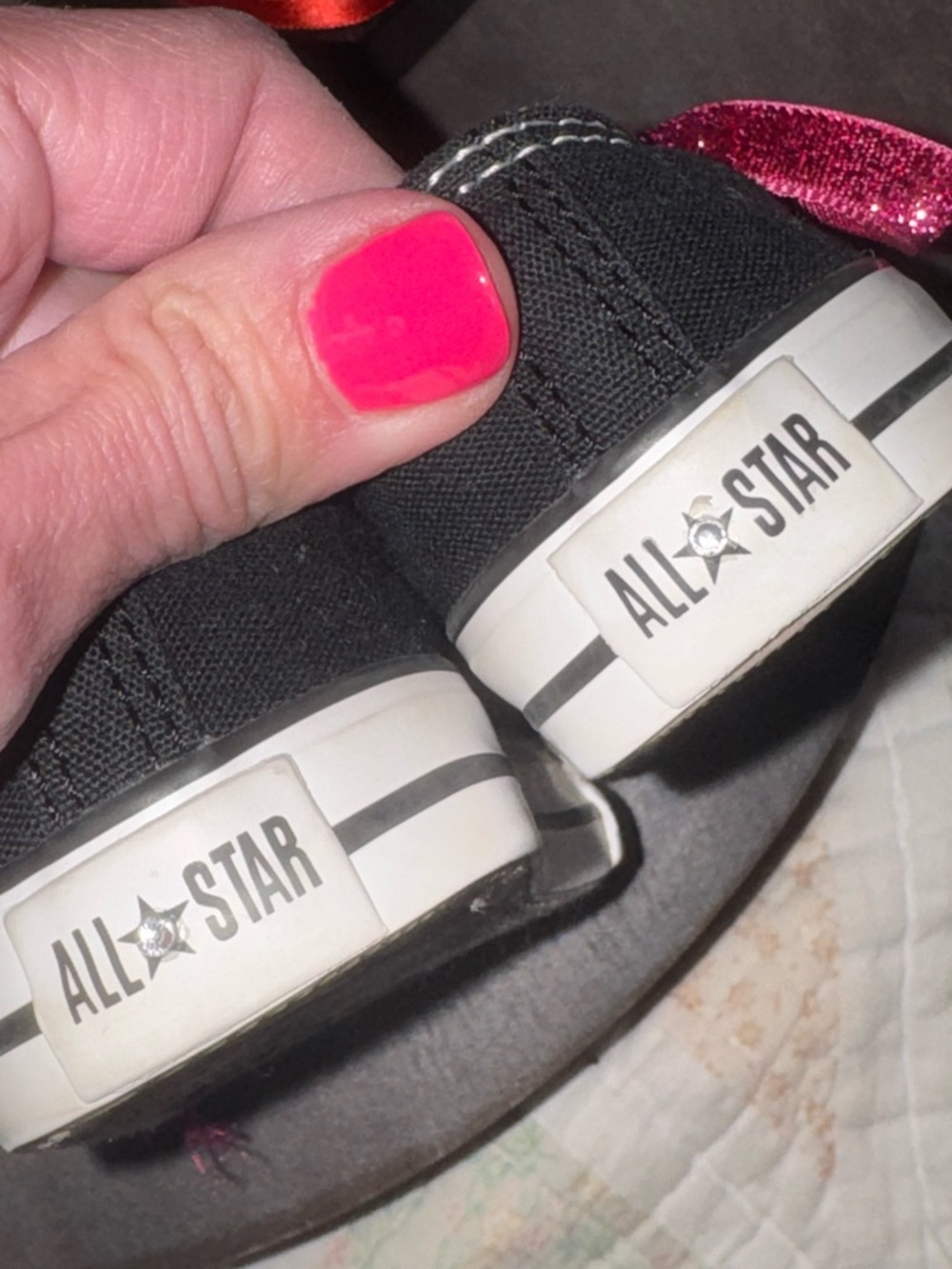 Custom Bling Converse Mommy & Me Set | Rhinestone Toe | Black Low Tops - Picture 8 of 11